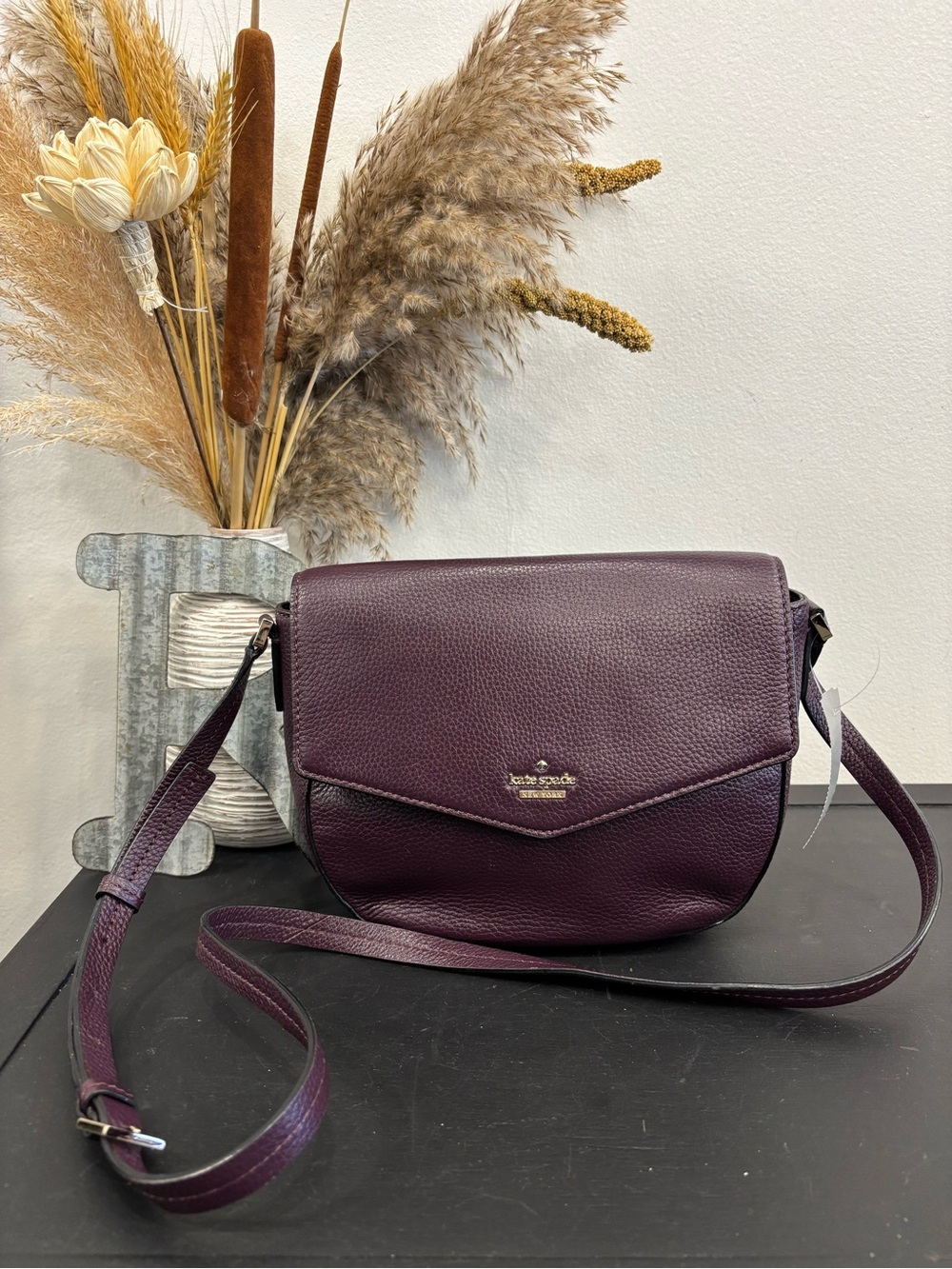 kate spade Spence Court Pebbled Leather Crossbody Bag in Plum